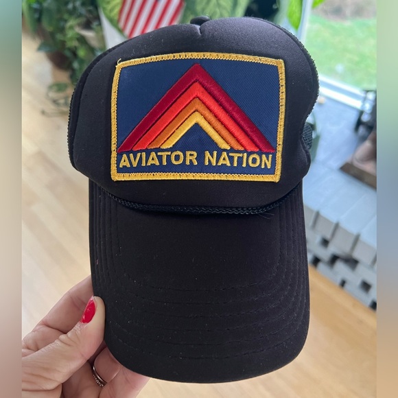 Aviator Nation Accessories - Aviator Nation Black Trucker Hat with OG rainbow 🌈